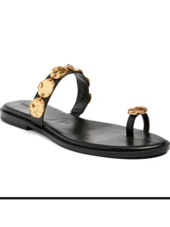Dolce Vita Shoes - DV Dolce Vita flat sandals feature gold coin embellishments toe-ring design 7.5